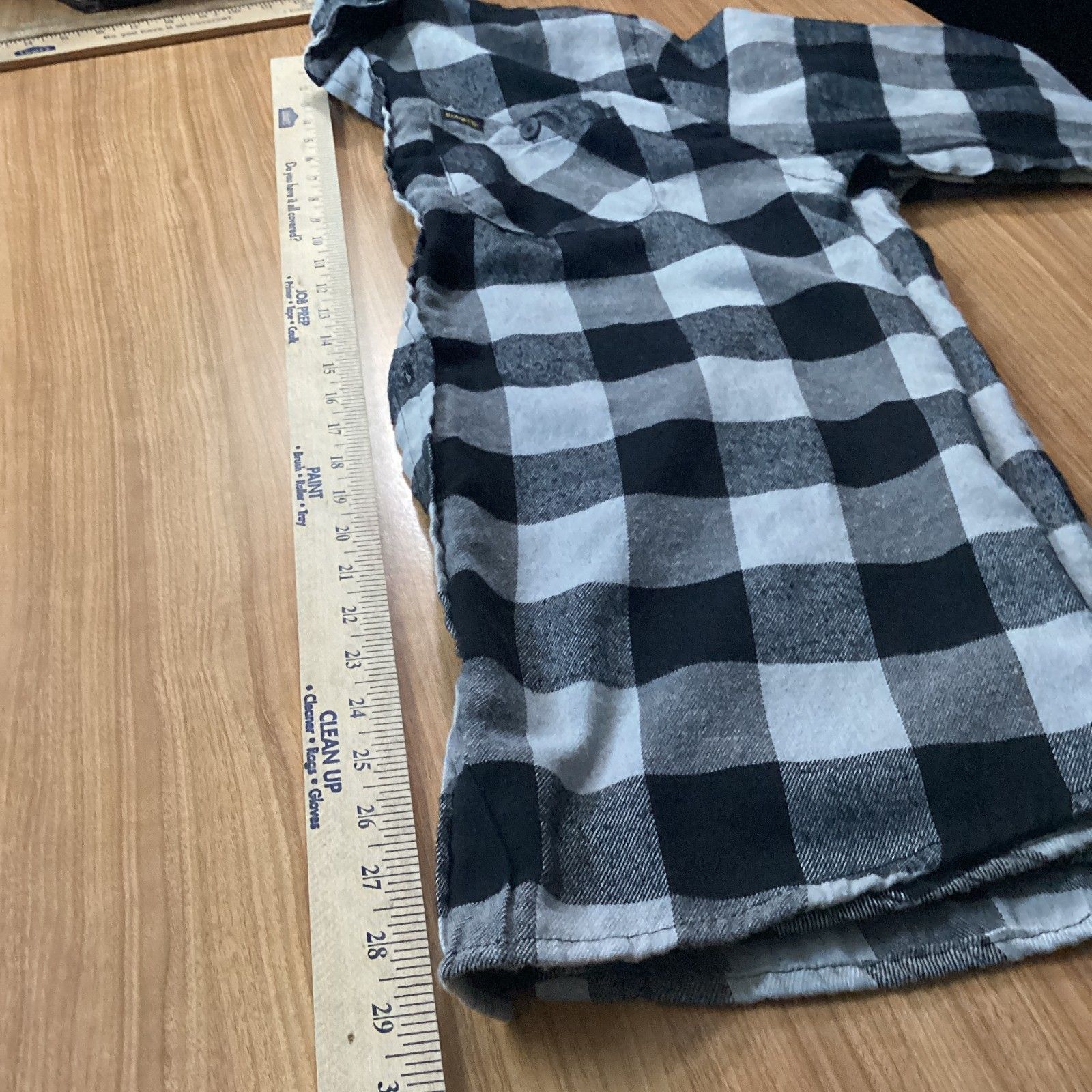 Mens L Black White Plaid Flannel Shirt Stanley Button Up Long Sleeve — image 7 of 8